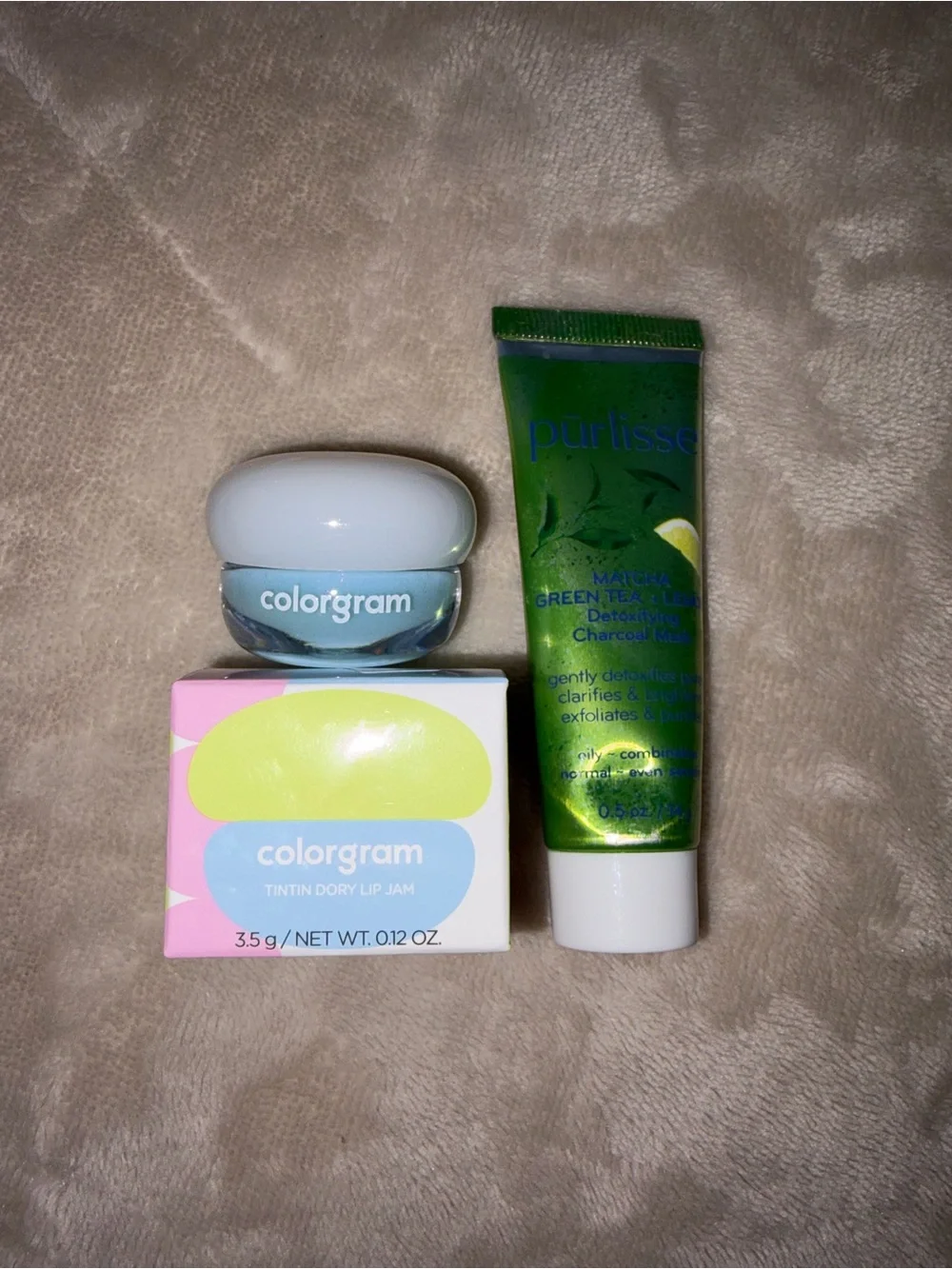 Purlisse Matcha Green Tea & Lemon Mask (Travel size) & Colorgram Lip Jam Bundle
